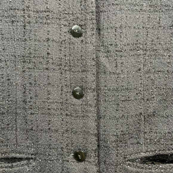 Sag Harbor Gray Button Up Collared Metallic Texture Shirt Coat Womens Petite 8 - Picture 3 of 5